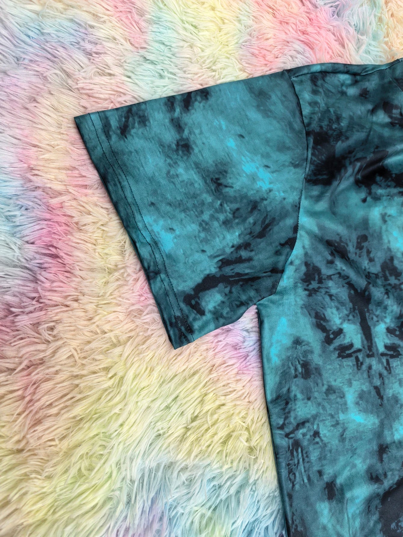 Plus size tie-dye printed short-sleeved T-shirt elegant lace-up design casual style