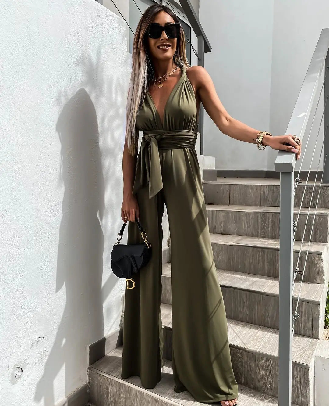 New Ladies Sexy Sleeveless Solid Jumpsuit . S-2X