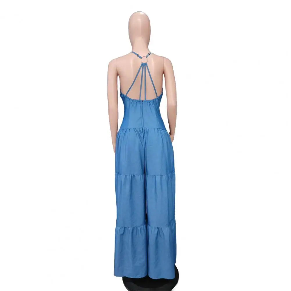 High-quality Jumpsuit Stylish Women's Sleeveless Jumpsuits Casual Flowy Overalls Sexy Halter Rompers for Summer for Jumpsuits