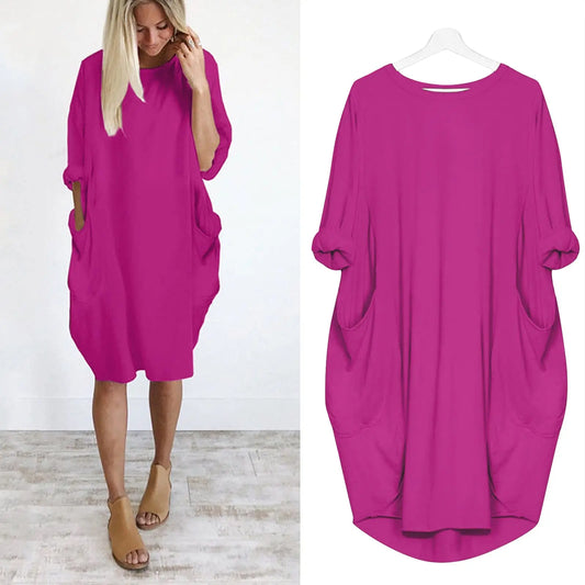 Women's Loose Long Sleeved Casual Dress.  S-2X