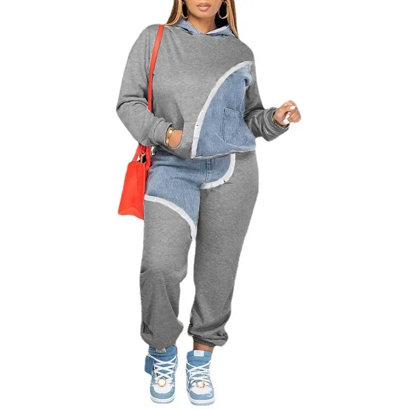 Women's Two Piece Tracksuit Hooded Sweatshirts Pocket Jogger Pants Suit Loose Fit.  Sz: S-3X