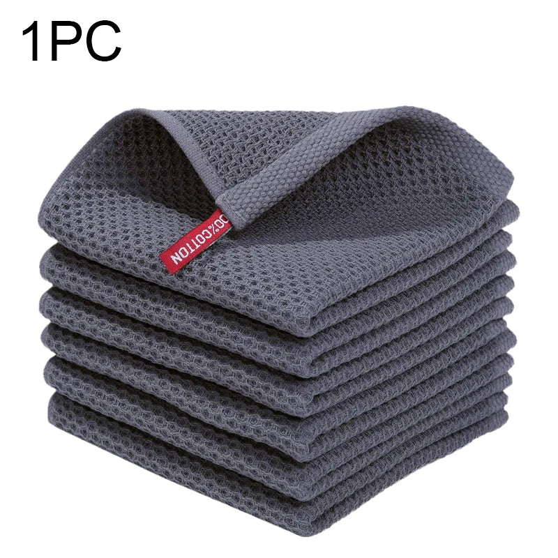 Cotton Rag Honeycomb Grid Dishcloth Towel Soft Absorbent Breathable Quick-drying Dish Cloth Hand Towels For Kitchen Cleaning