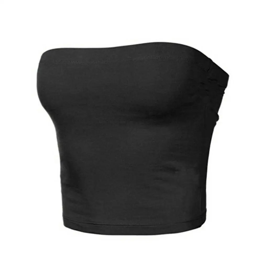 Women's Strapless Top Sexy Sleeveless Crop Top Bandeau Tube Top.  S-XL
