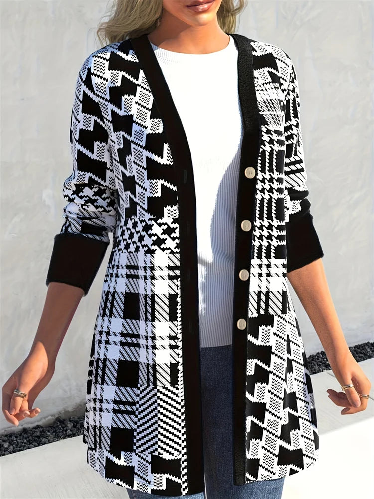 Plus-size spring and summer new women's casual fashion cardigan long-sleeved plus-size