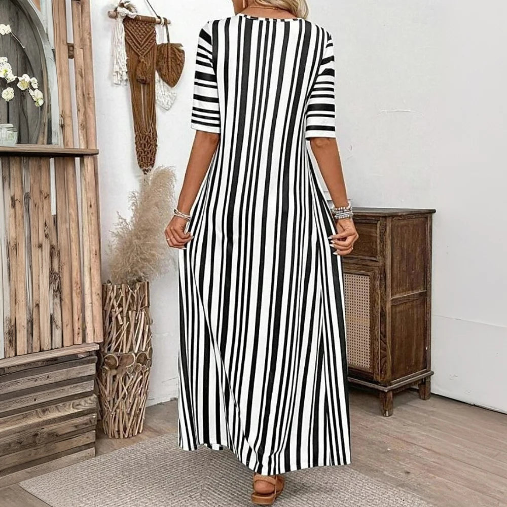 Casual Elegant Dress 2025 Short Sleeve Long Style Party Dress.  S-2X