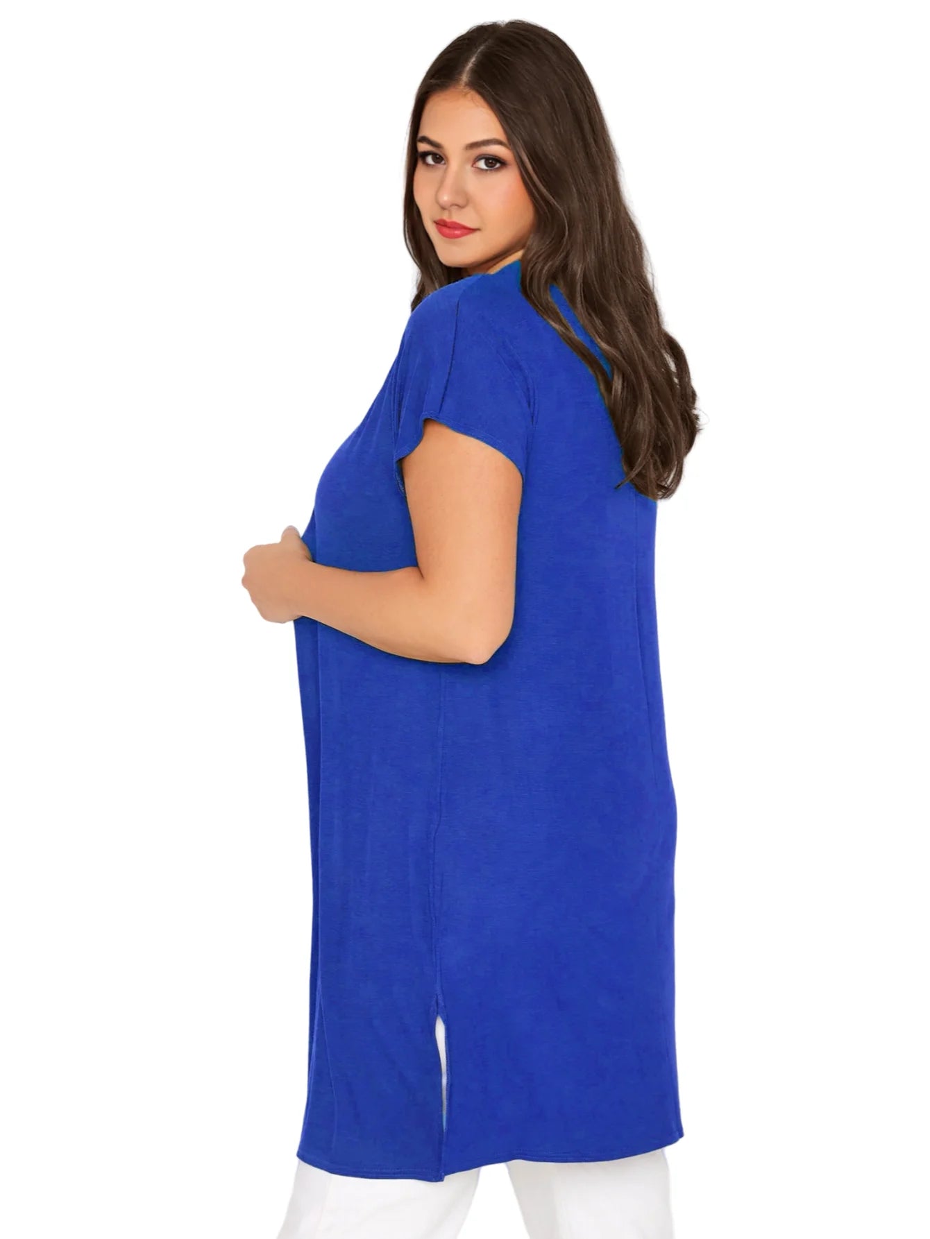 Womens Plus Size Summer Spring Short Sleeve Elegant Komono Cardigan Loose Open Front