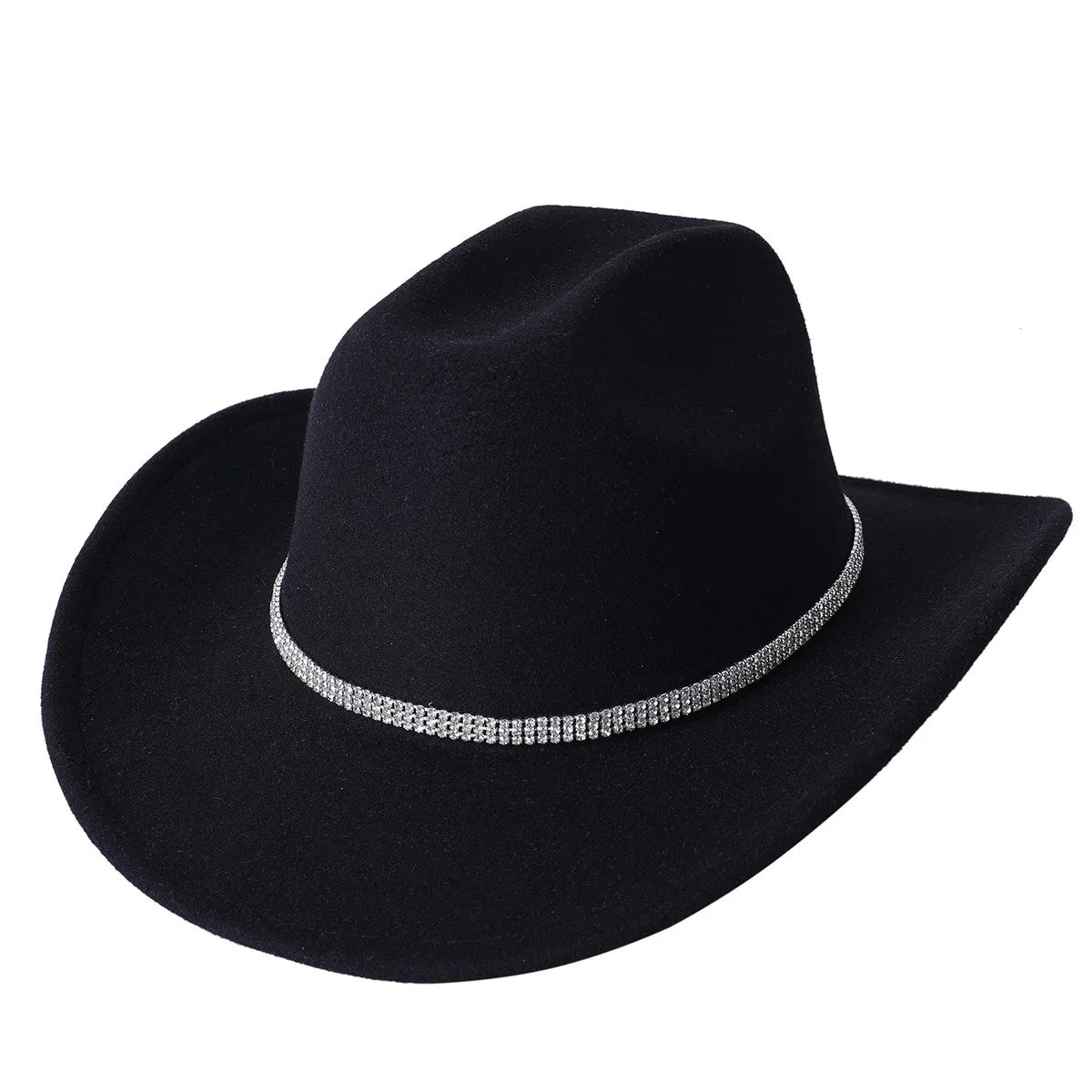 Fashion Rhinestone Cowboy Hat for Women  Shape able Wide Brim - Felt Western Cowgirl Hats