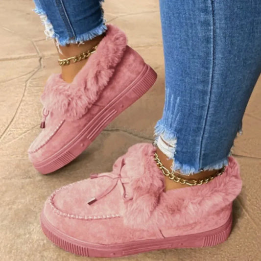 Solid Color Women Winter Cotton Plush Warm Casual Boot/Shoe .