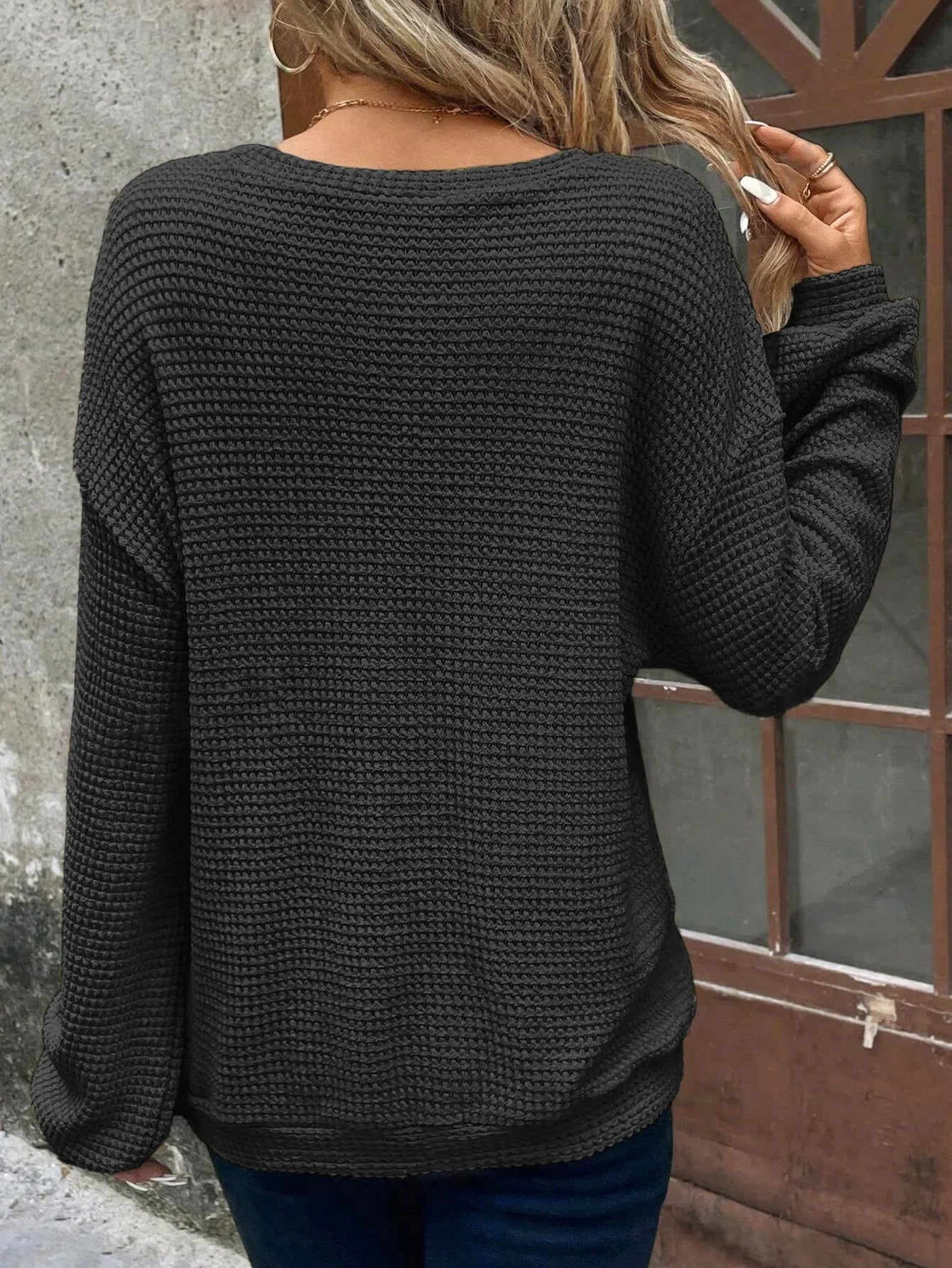 New Women's Plus Size 1XL-5XL Autumn/Winter Round Neck Pullover Long Sleeve Solid Colour Top