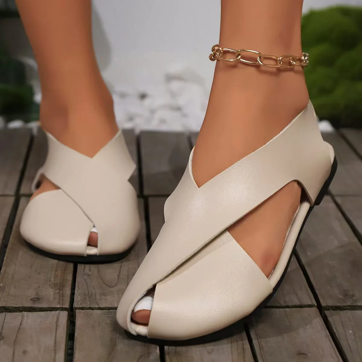 2025 Women's Sandals New Peep Toe Casual Sandals Best Seller Flat Sandals