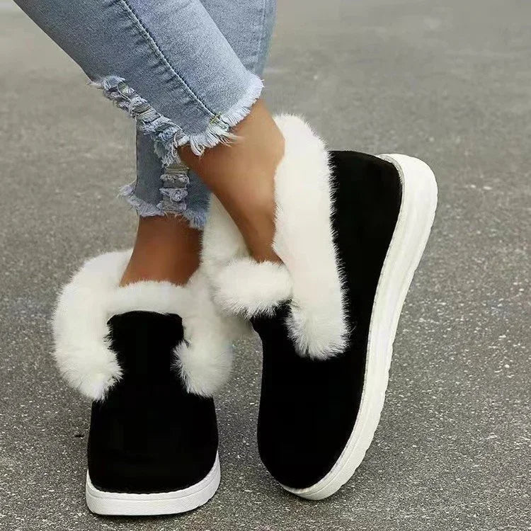 Women Slip on Comfortable Ankle Boot/Shoe Warm Plush Fur Suede Female Footwear