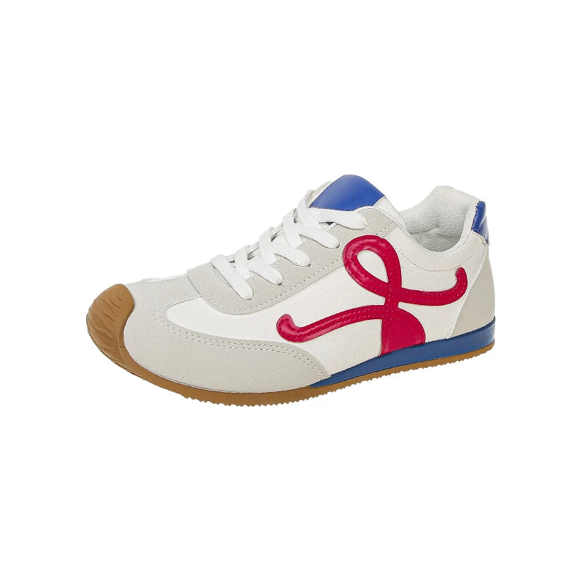 Sneaker Shoe For Women Genuine Leather Flat Lace-up
