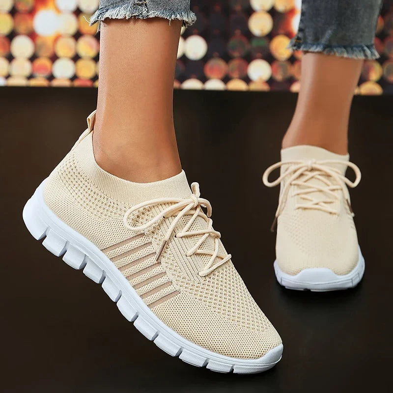 Lightweight Breathable Comfortable Running Shoes for Women Non Slip Soft Sole Slip on Casual Sneaker