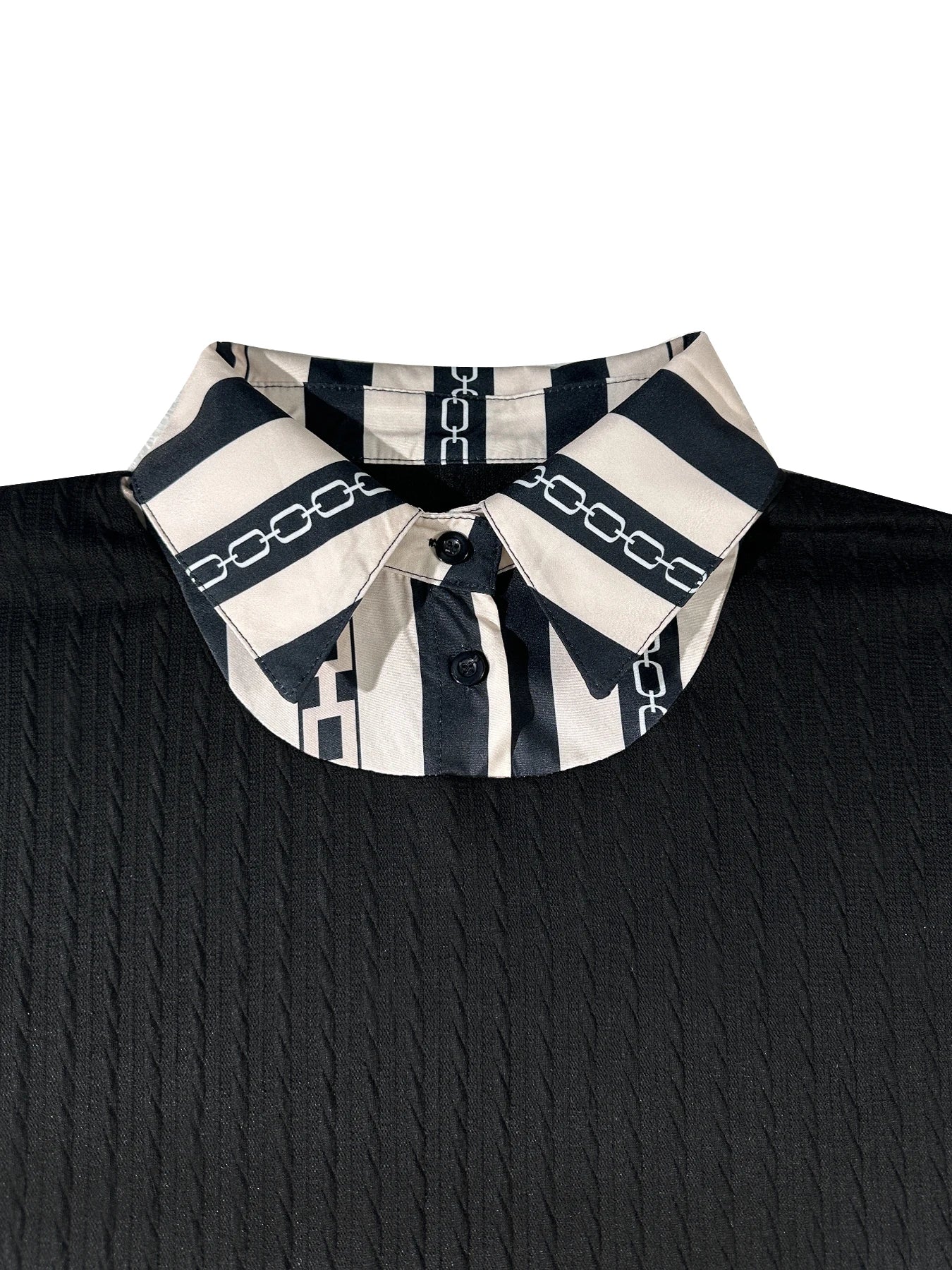plus size Women's 2-in-1 Striped Polo Top! Colour-blocked Long Sleeve Shirt,
