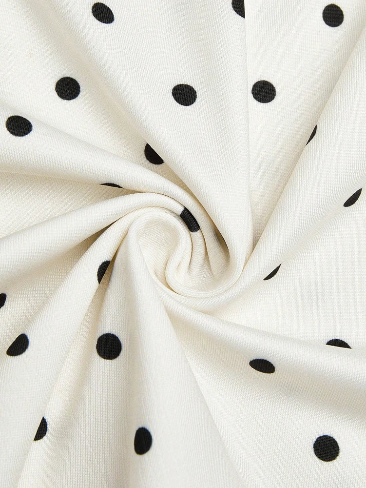 Plus Size Women's 2025 Summer New Sleeveless Retro Polka Dot Bow Bandeau Blouse .