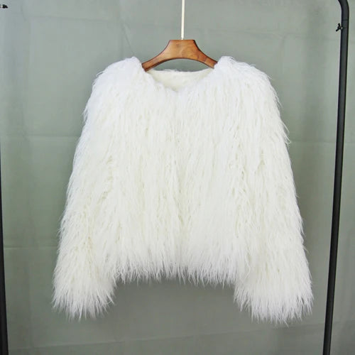 Women Autumn Winter Top Fashion Faux Fur Coat Elegant Thick Warm Jackets for Women.  S-3x