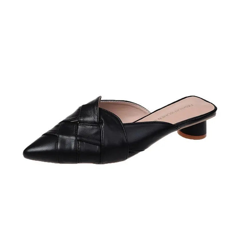 Ladies Leather Pointed Toe Mule Slides With Premium Quality.