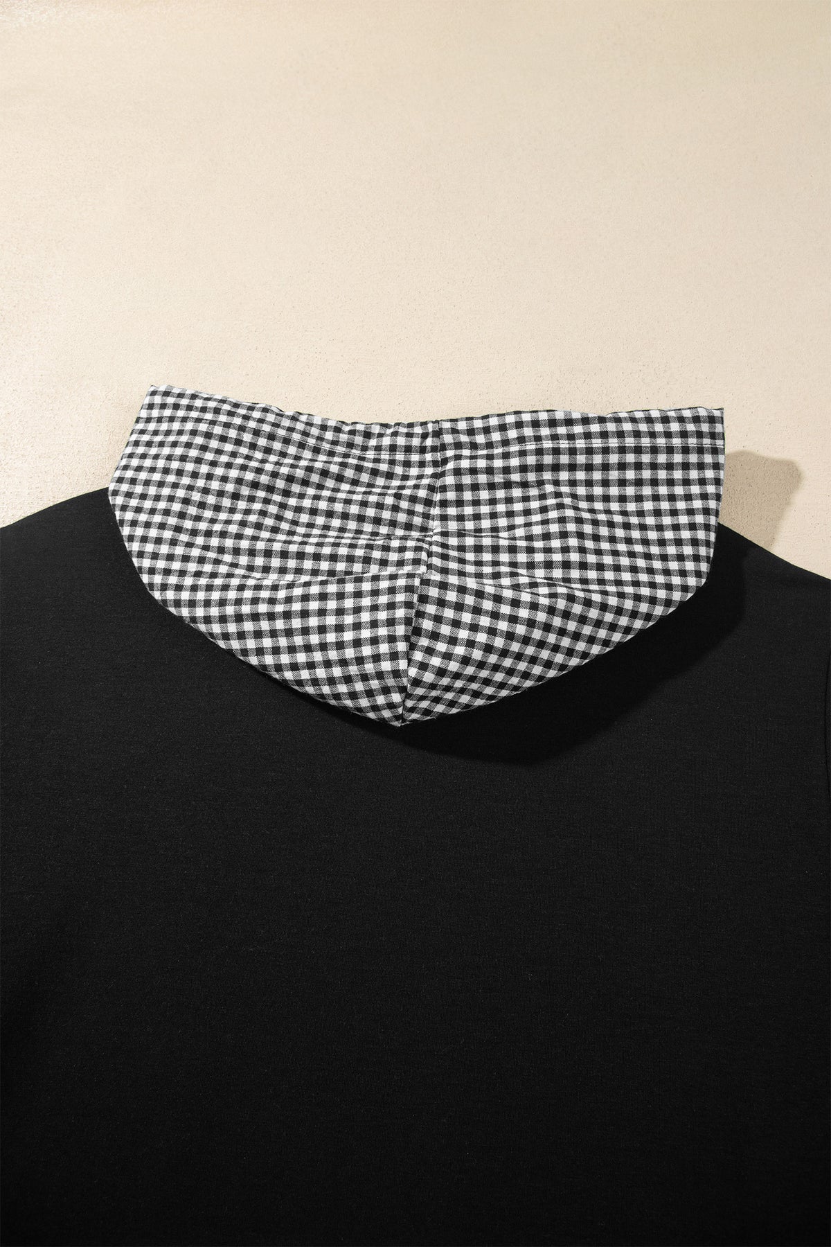 Women's Plus Size Black Hooded Checkered Print Long Sleeve Shirt 1X to 4X