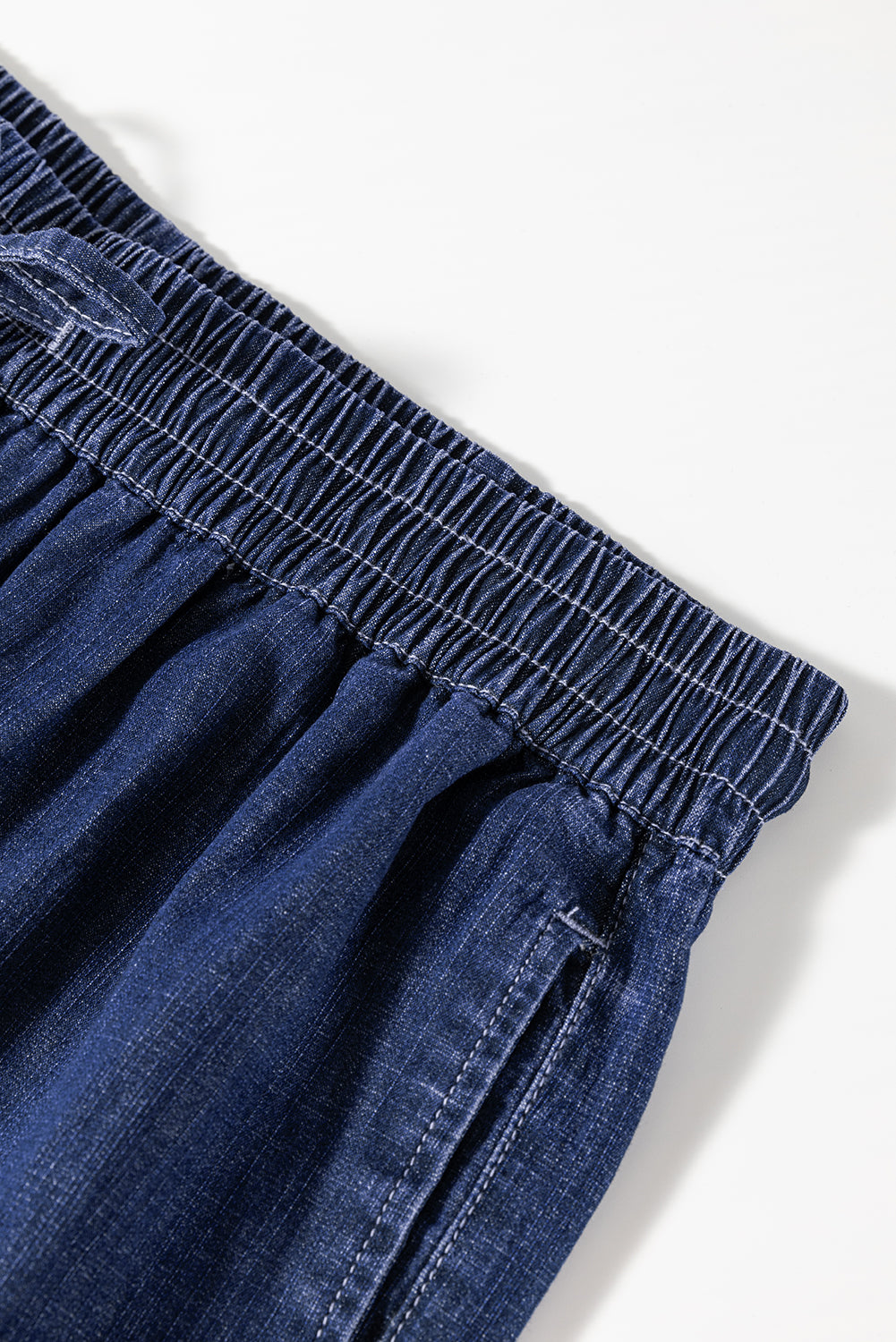 Drawstring High Waist Wide Leg Ankle Jeans – Plus Size Dark Blue 1X–4X