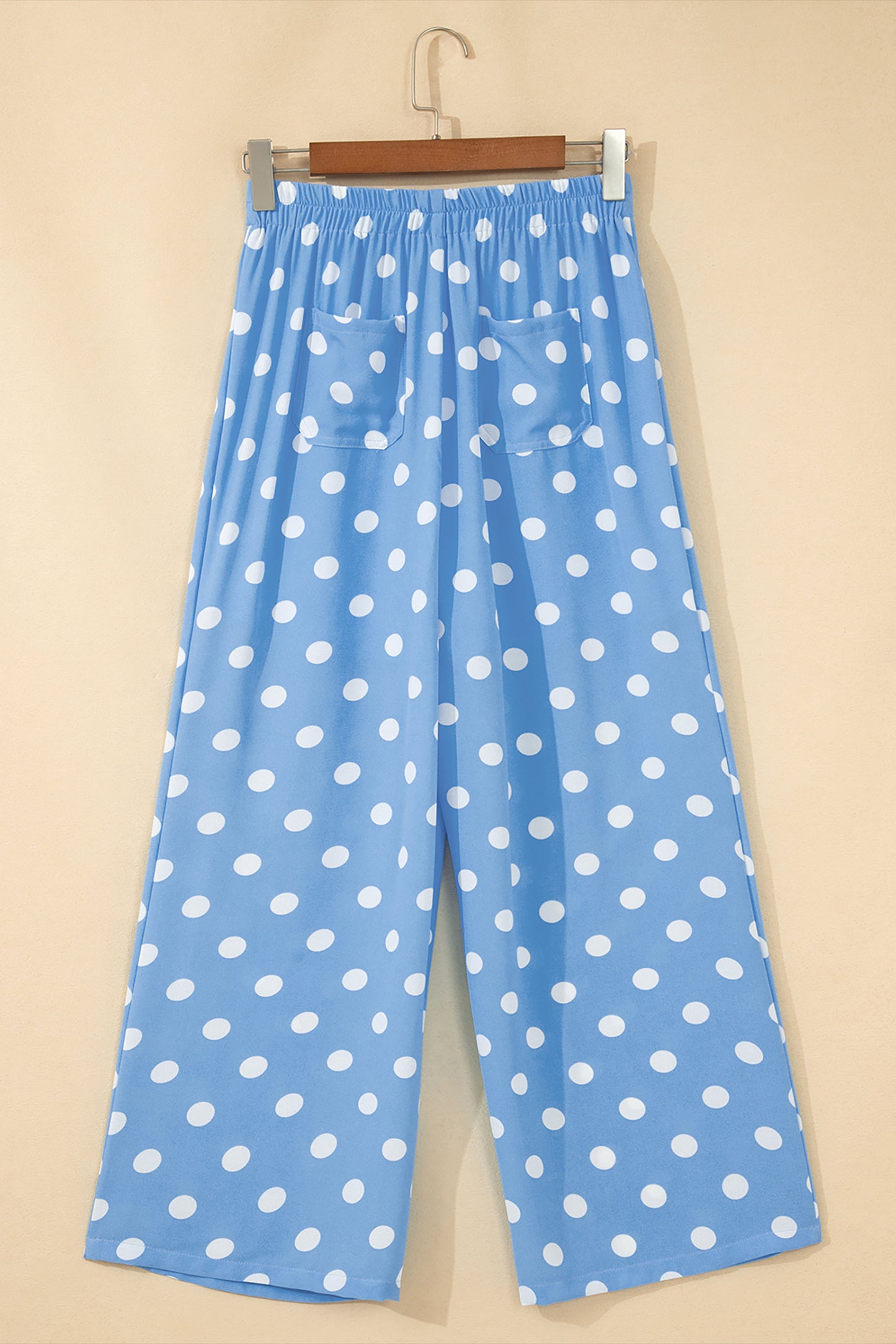 Polka Dot Cropped Pants Women Light Blue White S–XL