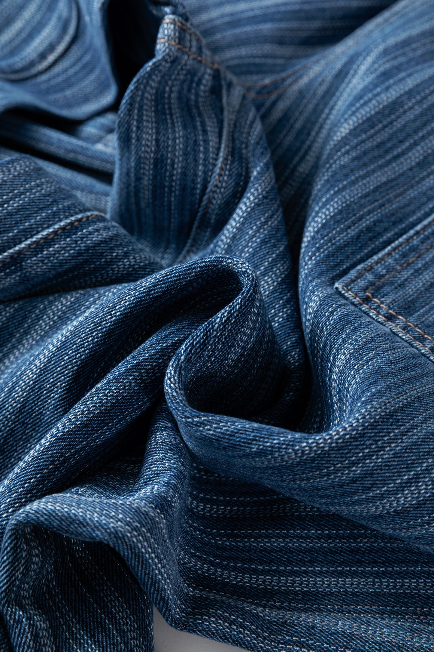 Blue Stripe Contrast Drawstring Pocketed Loose Jeans