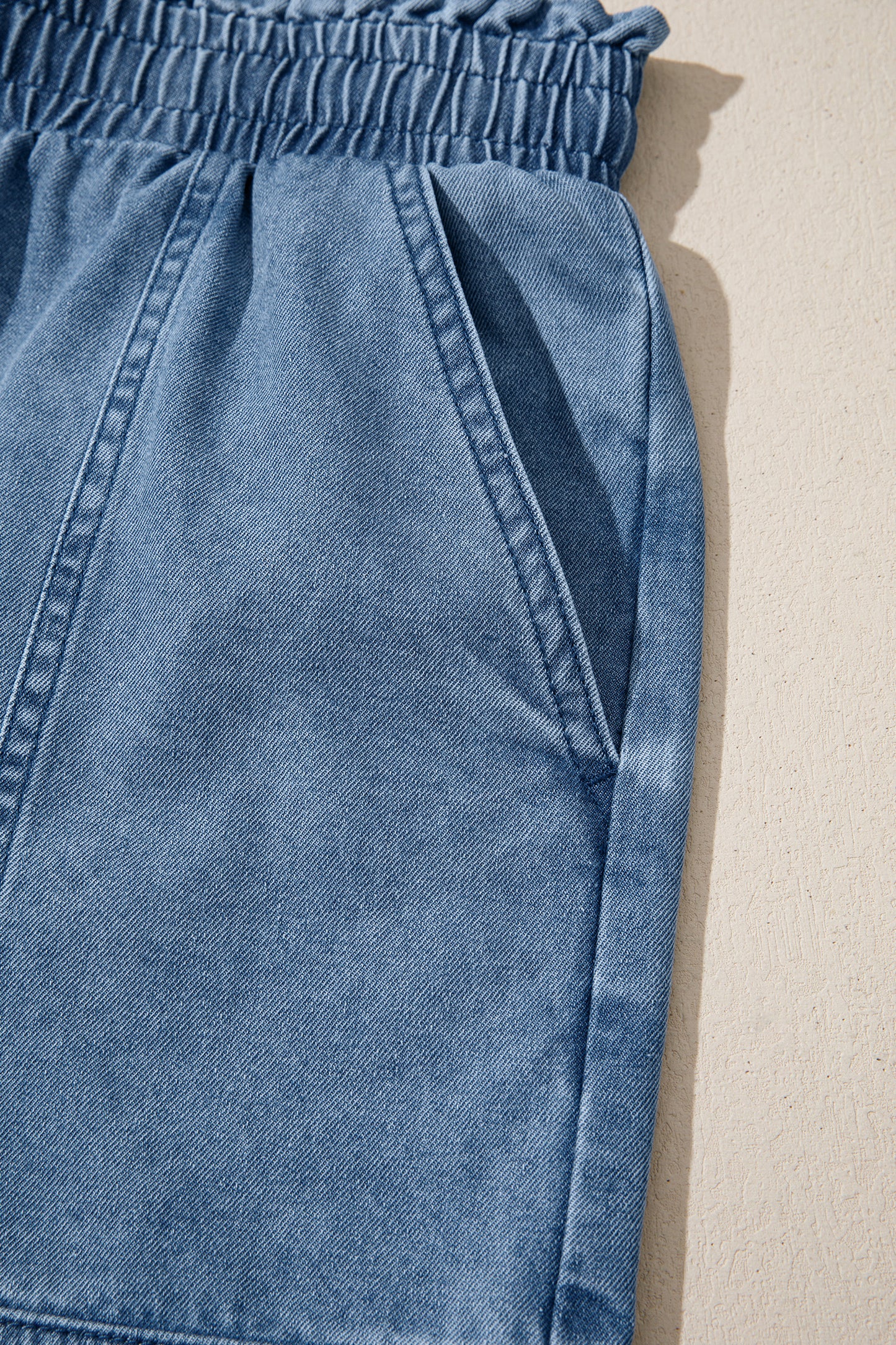Denim Smocked Waist Shorts Women Size 4–16