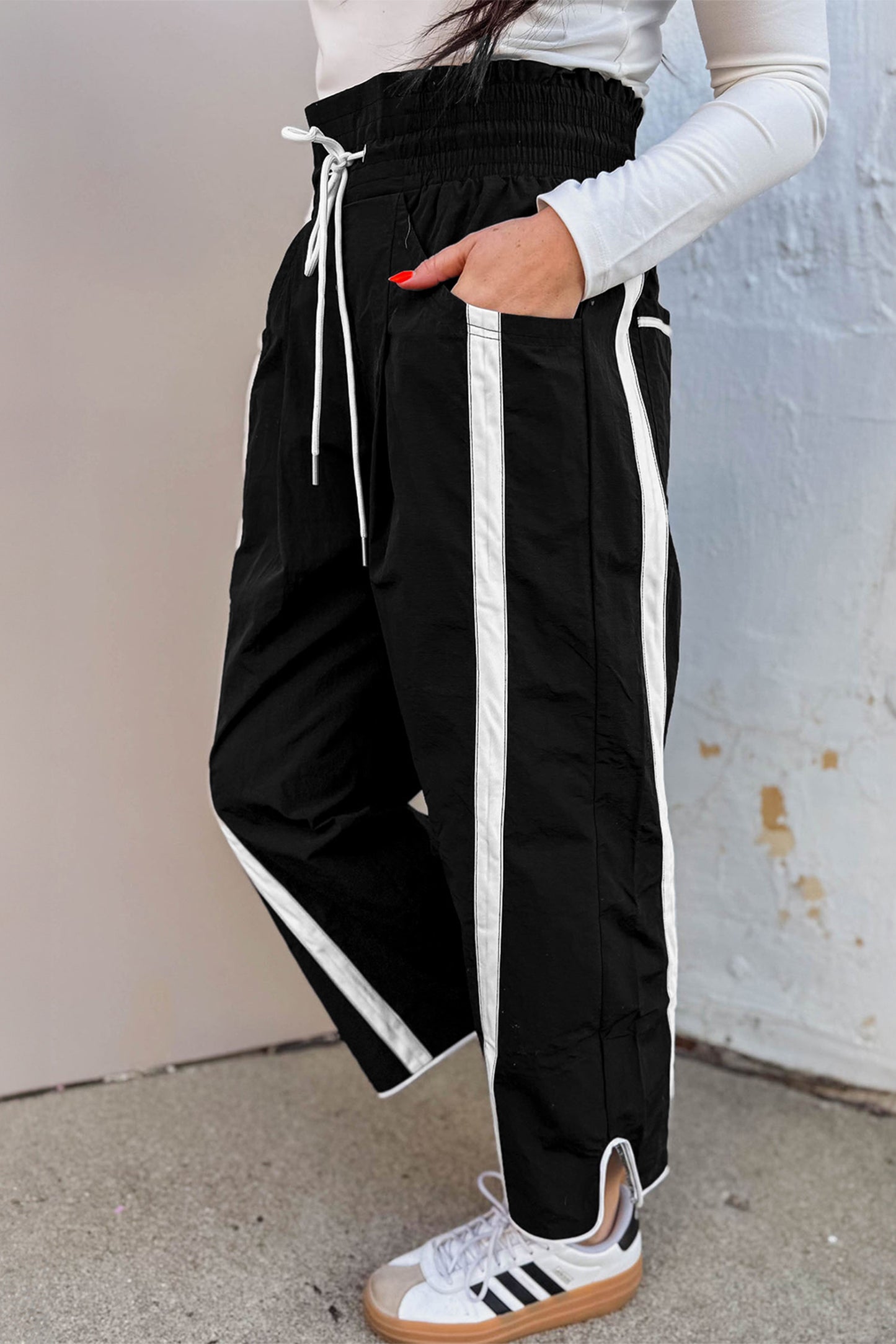 Side Stripe Cropped Cotton Pants Women S–XL