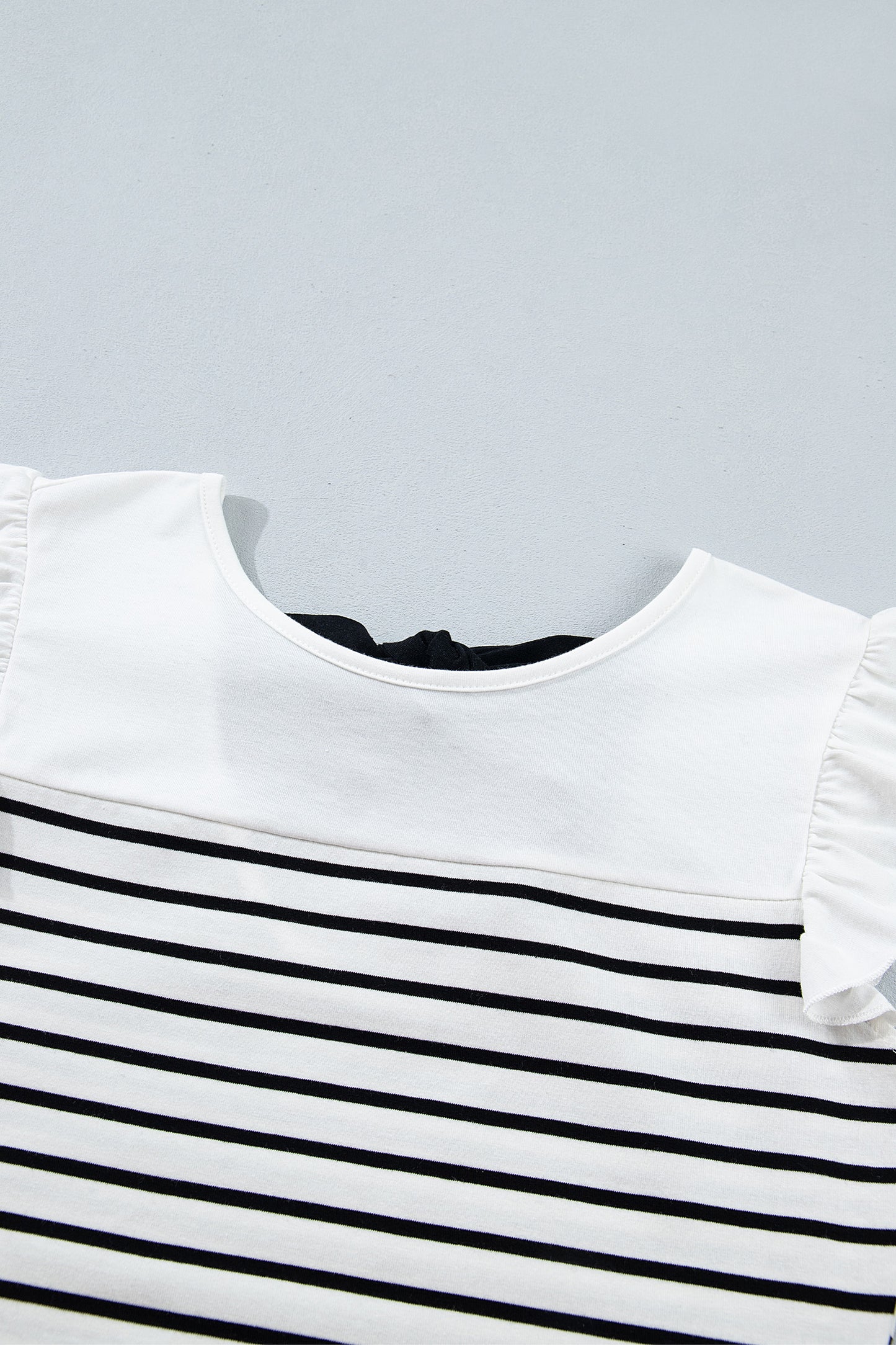 White Striped Ruffle Blouse Women S–XL