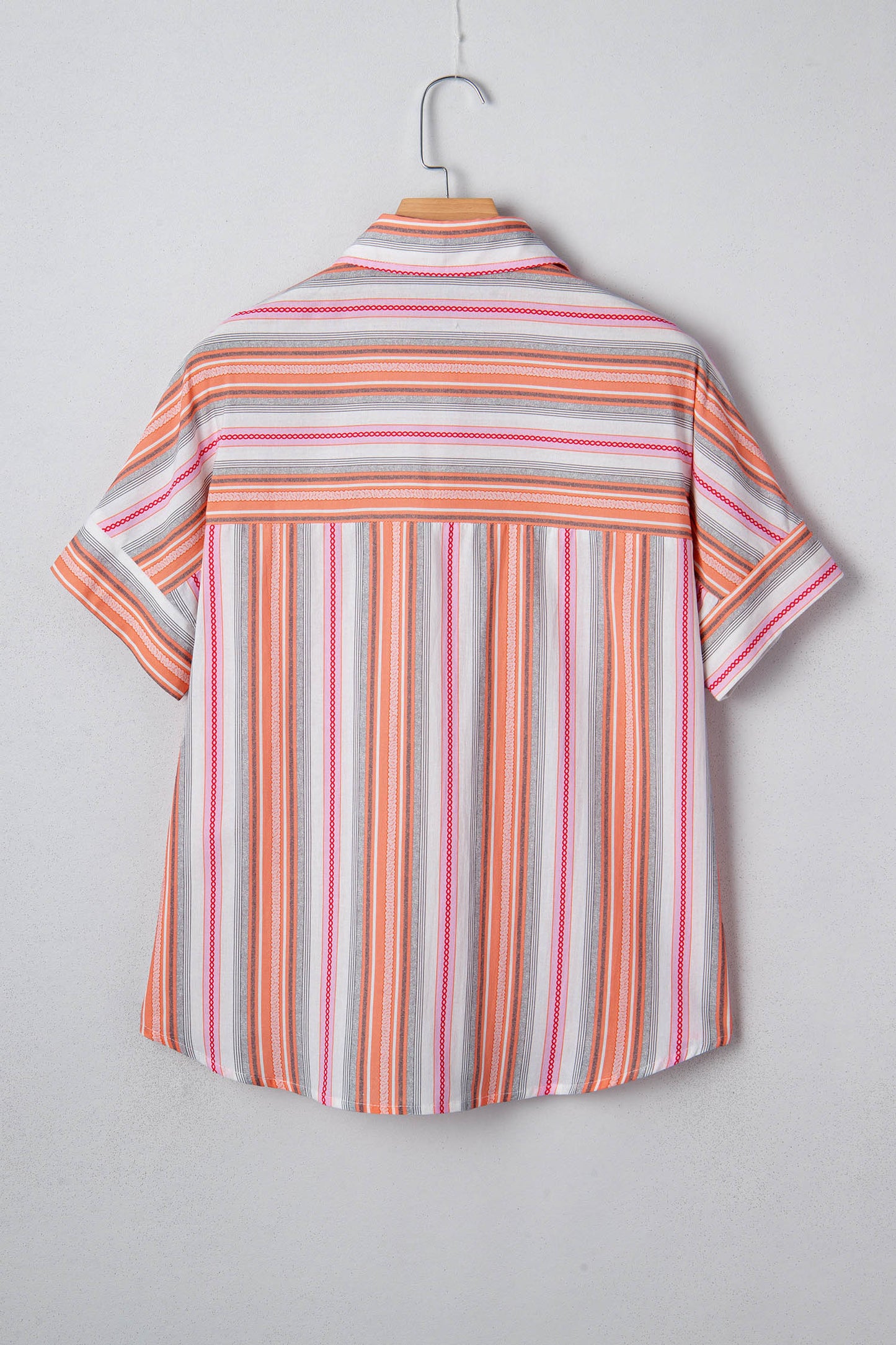 Pink Stripe Button-Up Short Sleeve Shirt