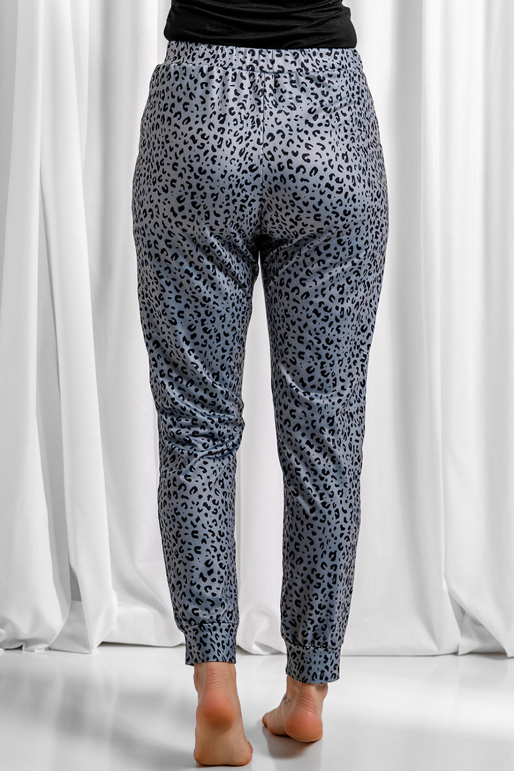 Leopard Print Joggers Women Grey S–4XL