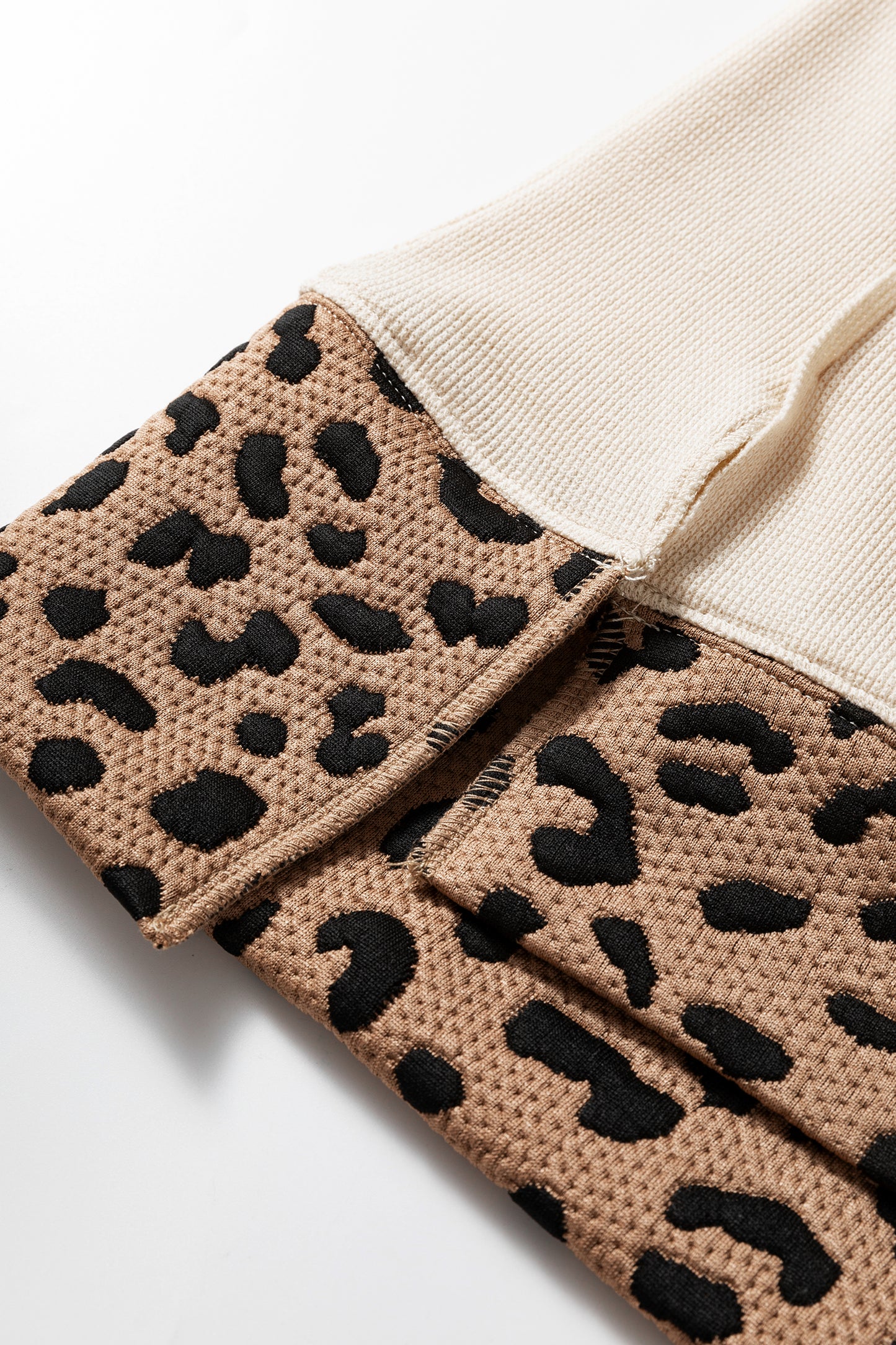 Leopard & Star Patchwork Raw-Seam Baggy Sweatshirt | Beige