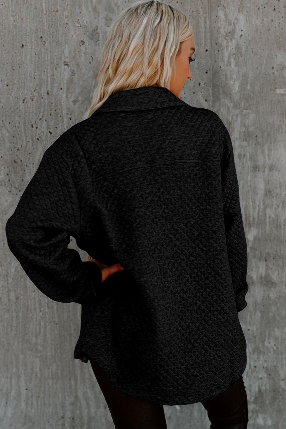 Quilted Flap Pocket Button Front Shacket
