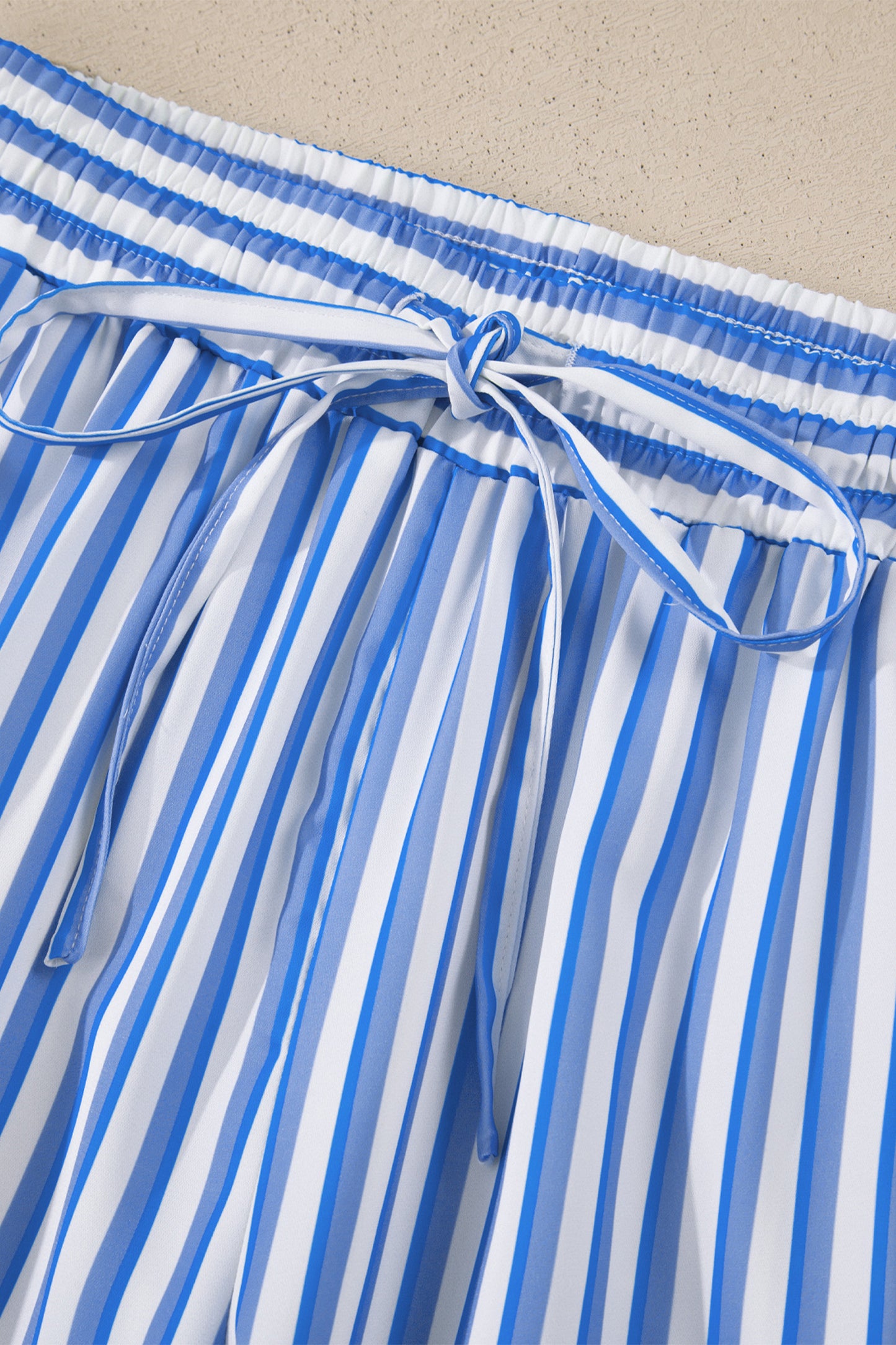 Light Blue Stripe Wide Leg Ankle Pants Women S–XL