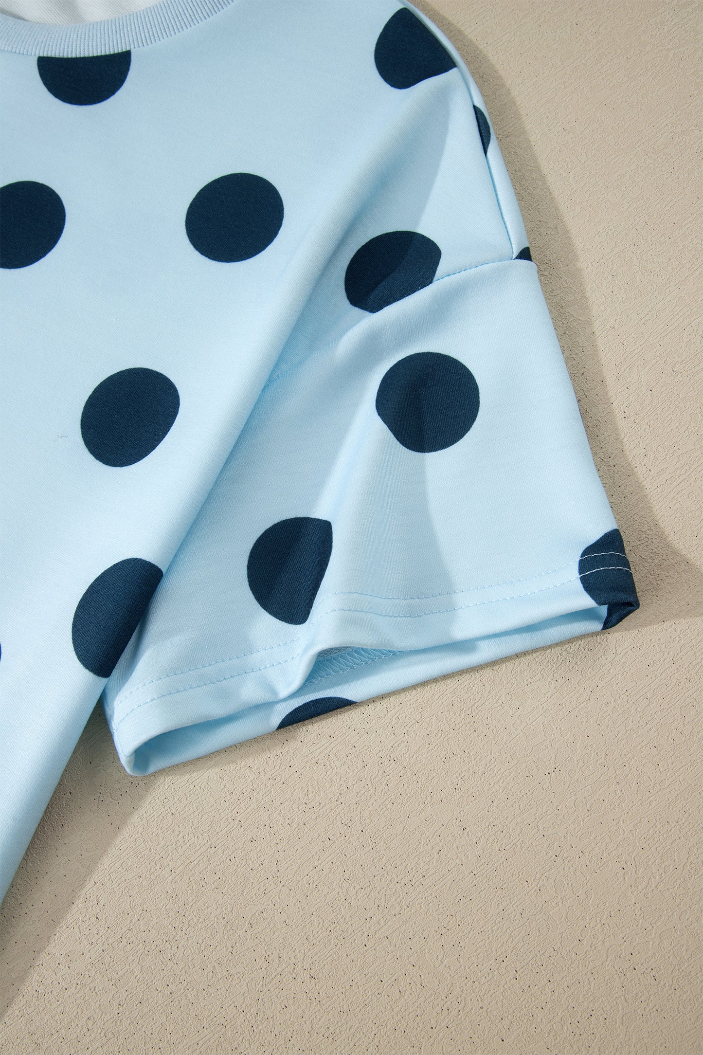 Polka Dot Drop Shoulder Tee & Drawstring Shorts Set