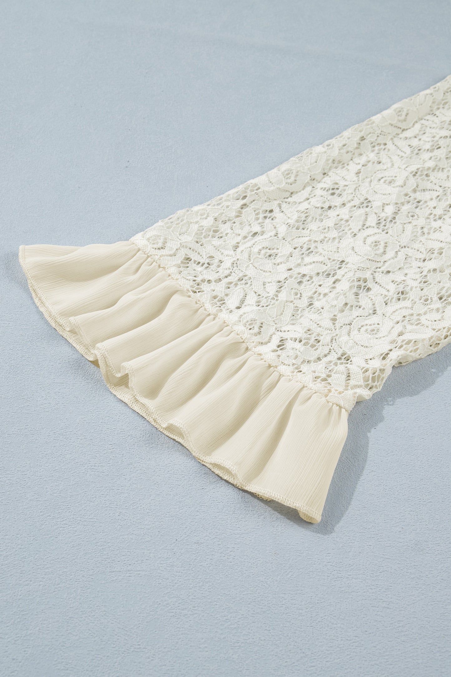 White Lace Long Sleeve Ruffle Blouse Women S–XL