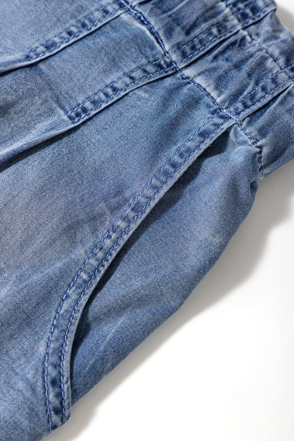 Raw Hem Lace-Up High Waist Denim Shorts | Plus Size | Denim Blue | 1X–4X