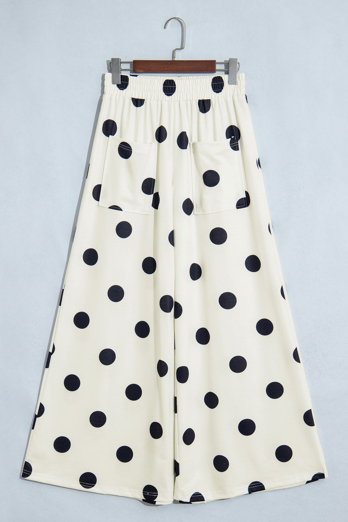 Women's Polka Dot Wide Leg Elastic Waist Pants S to XL