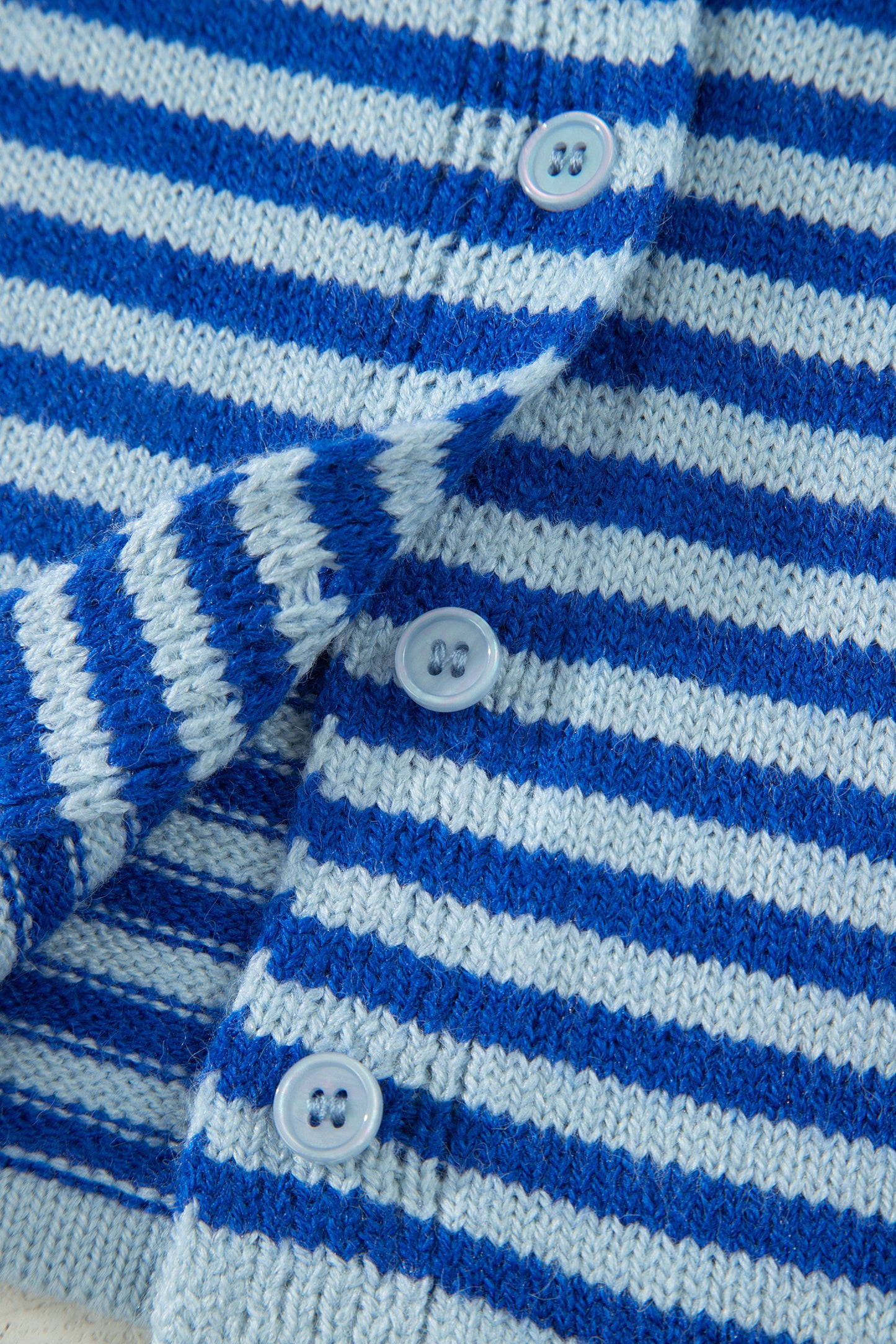 Blue Stripe Knit Button-Down Cardigan – Women S–XL