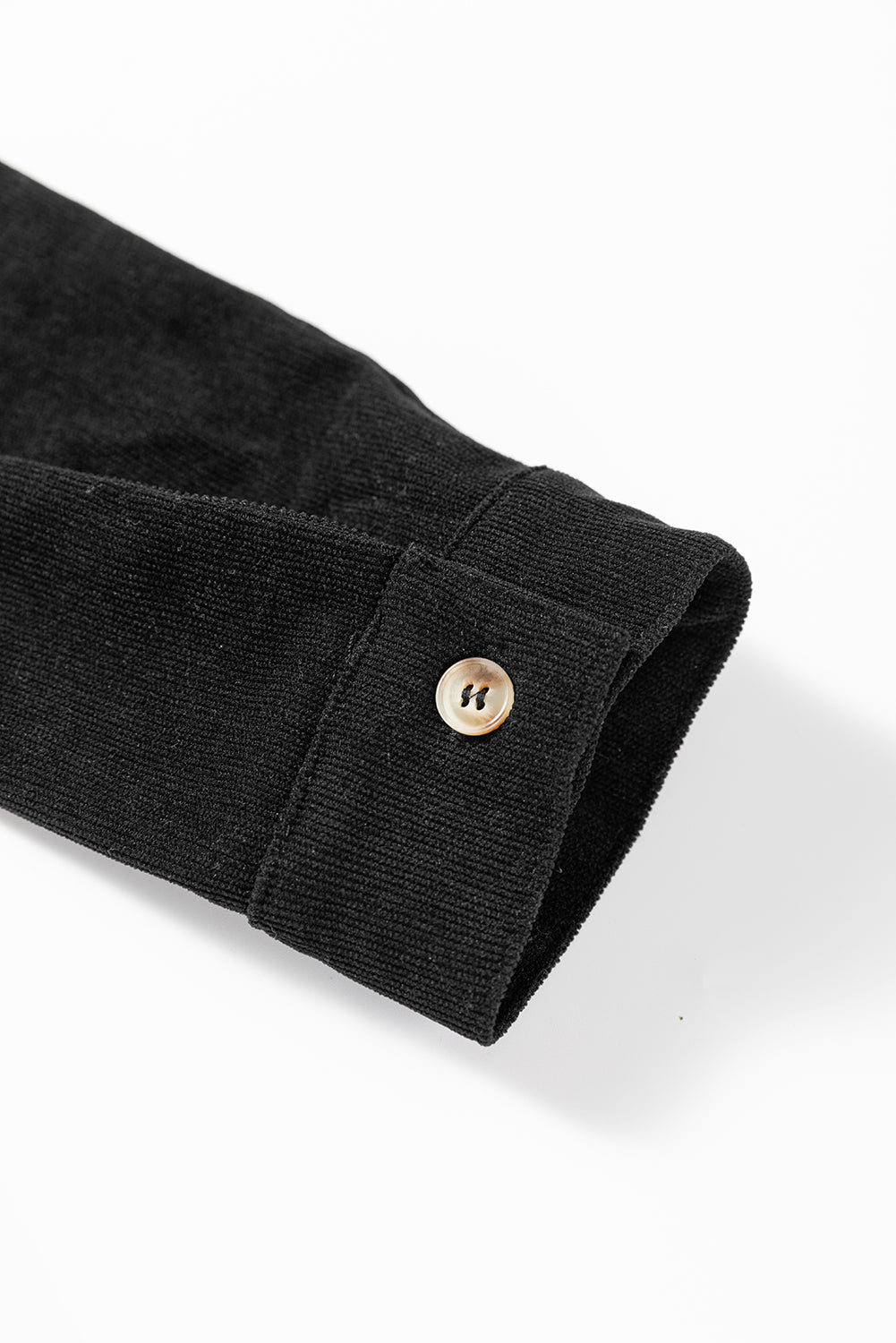 Corduroy Half Button Collared Mini Dress in Black