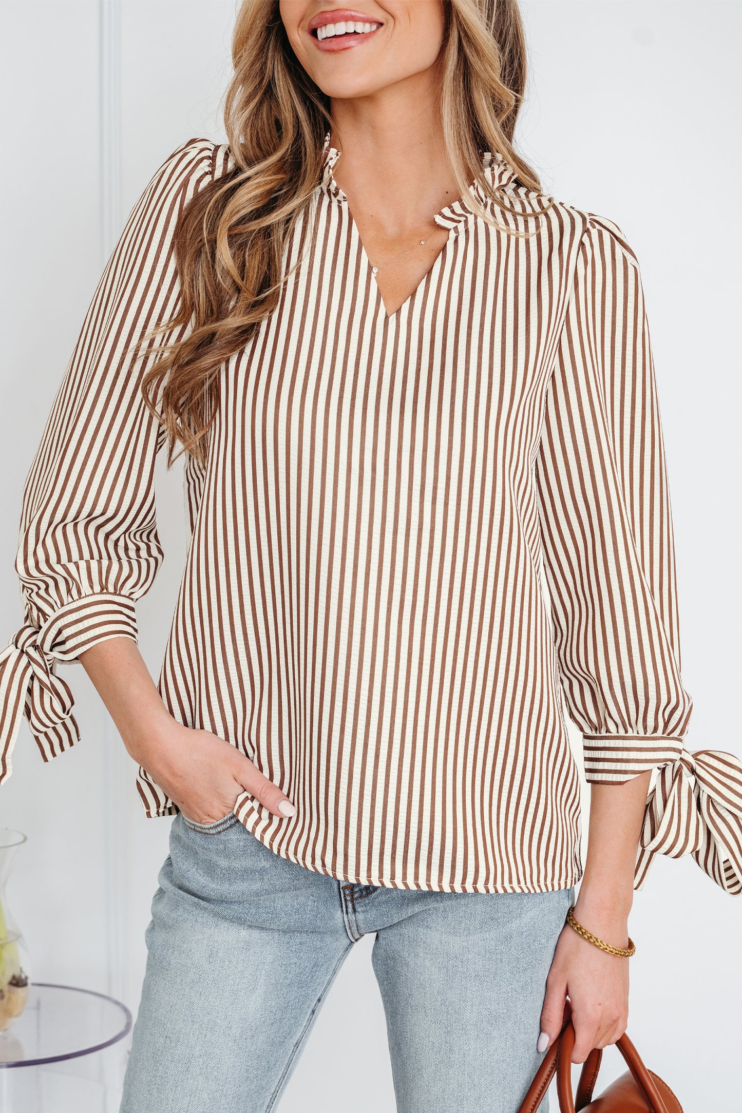 Striped Puff Sleeve Blouse Women S–XL
