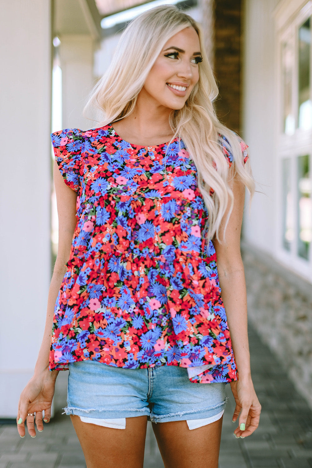 Floral Print Tiered Ruffle Babydoll Top – Multicolor Women S–XL