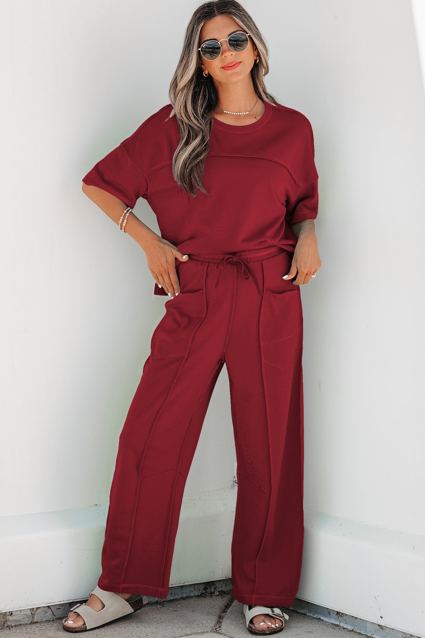 Drop Shoulder Boxy Tee & Barrel Pants Two-Piece Set | S–XL | 5 Colours