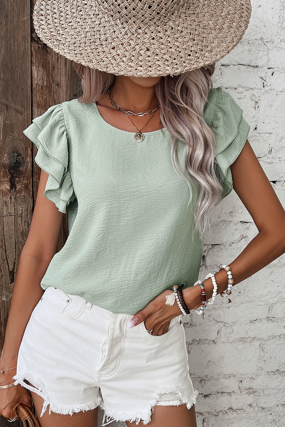 Ruffle Short Sleeve Blouse Women S–XL