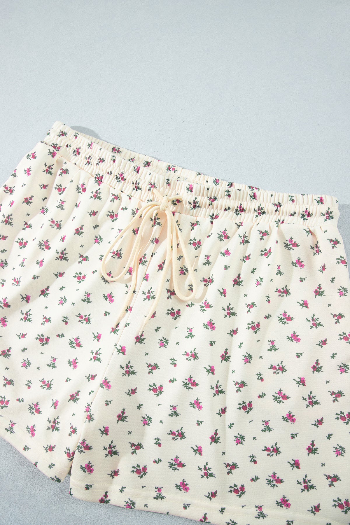Womens Plus Size Beige Floral Hoodie and Shorts Set 1X to 4X