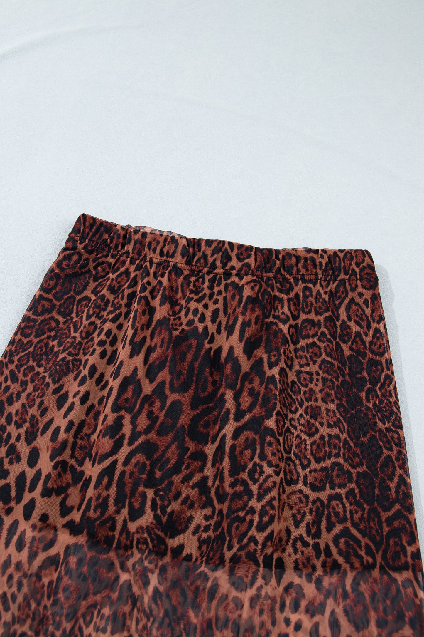 Brown Leopard Sheer Maxi Skirt Women S–XL