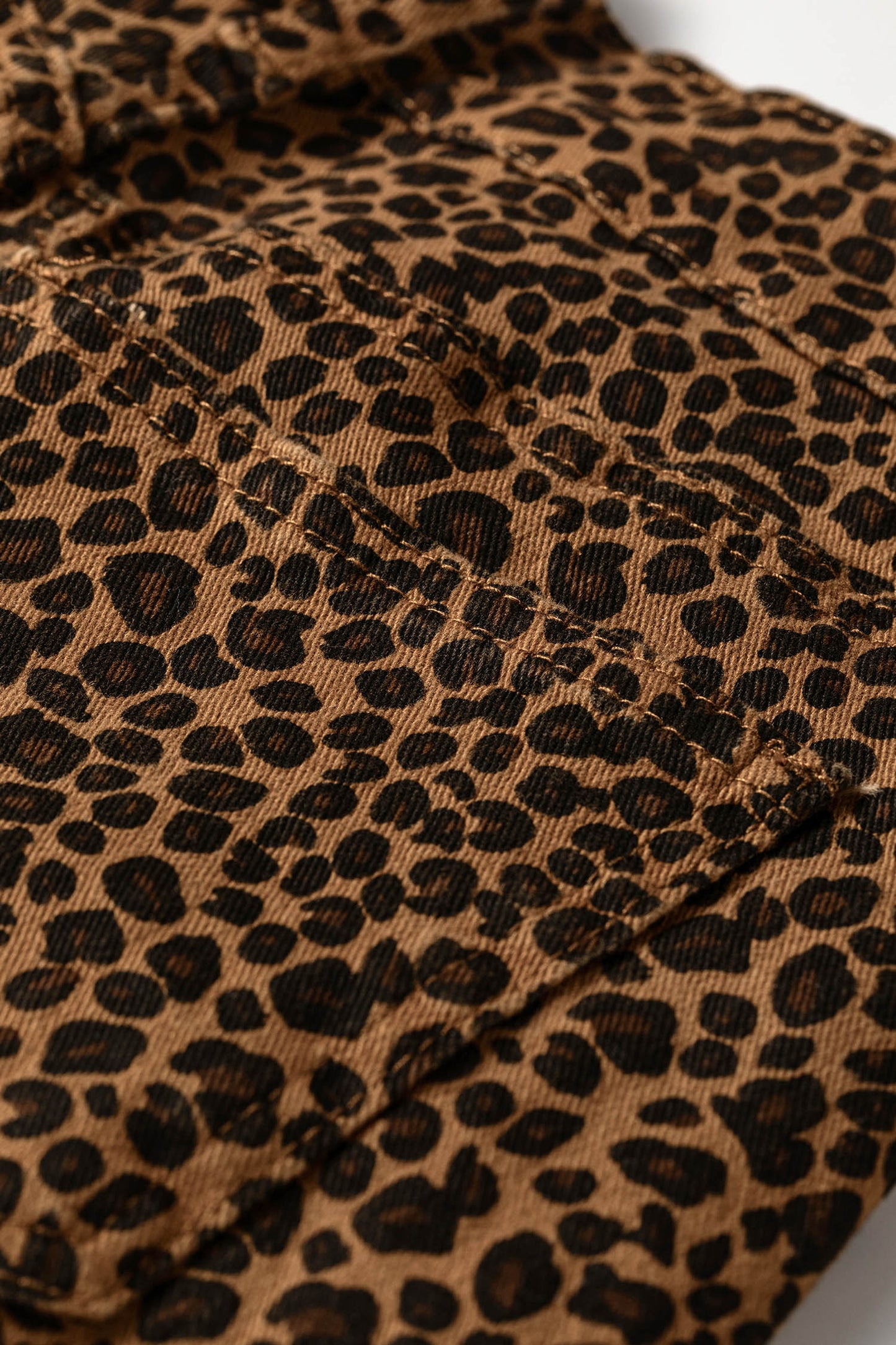 Womens Leopard Print Ruffled Hem Flare Jeans S–XL