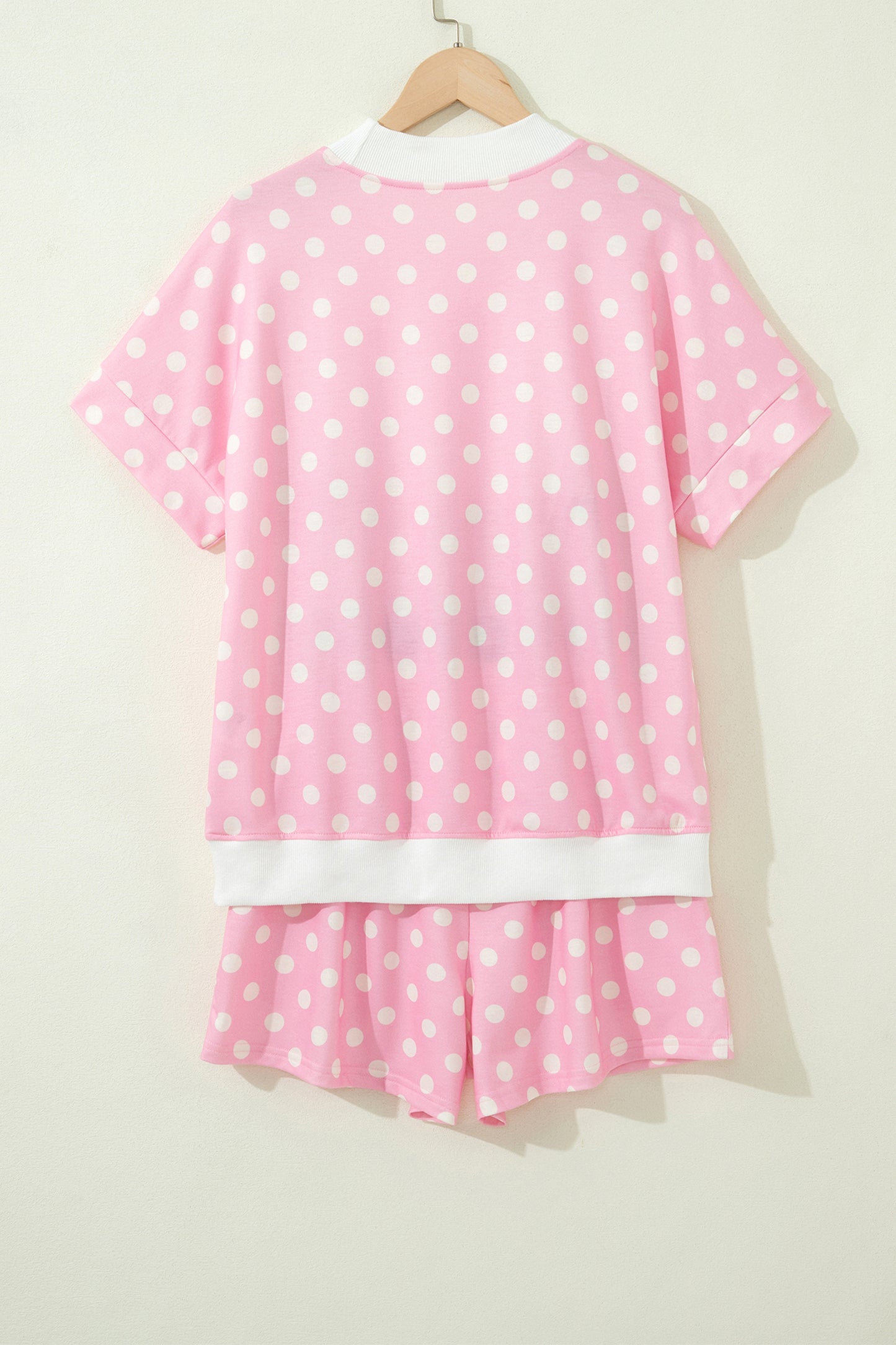 Polka Dot Mock Neck Two-Piece Short Set Women S–XL