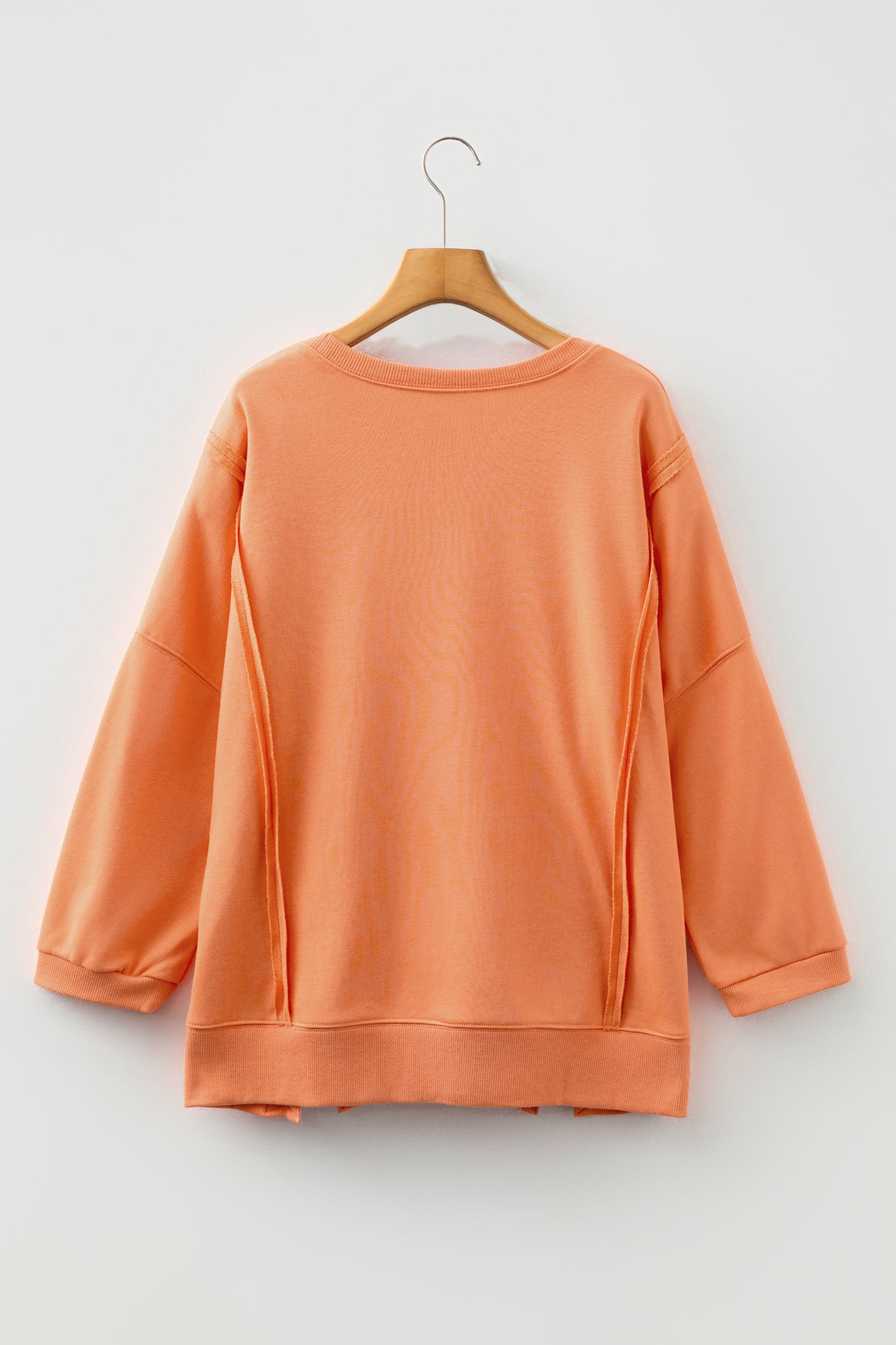 Floral Bow Patch Baggy Sweatshirt in Grapefruit Orange