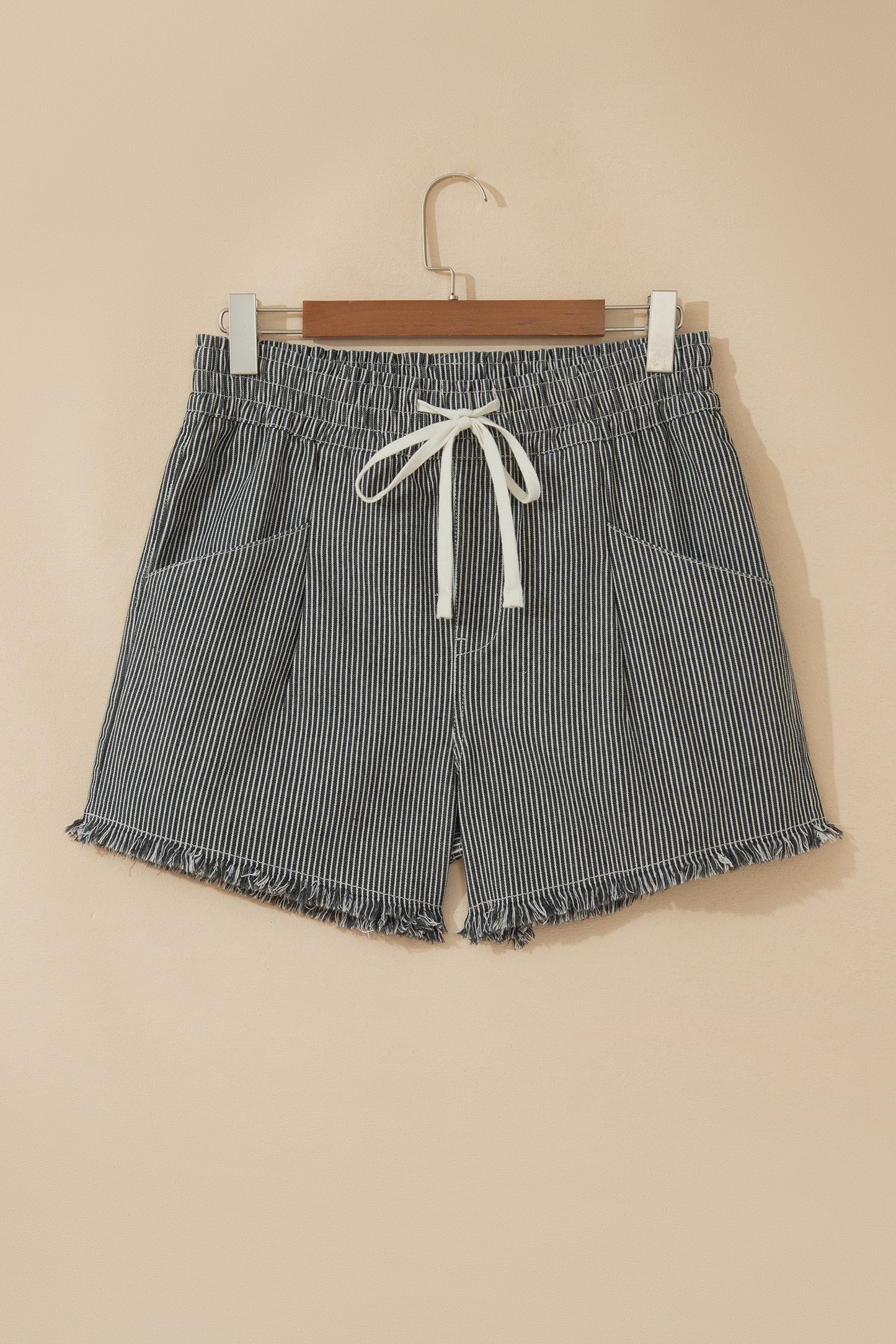 Striped Denim Shorts Women Black Blue Size 4–16
