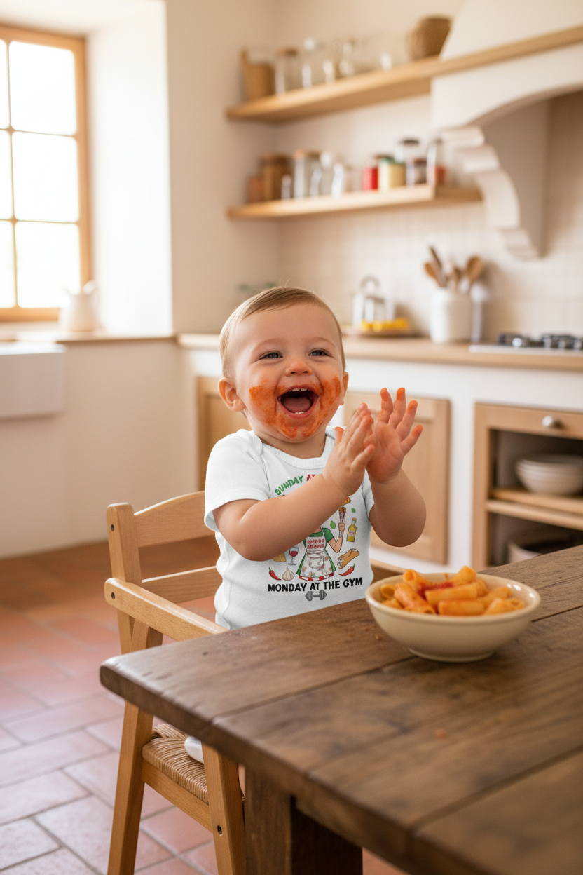 Baby Boy White Pasta Chaos Vibe